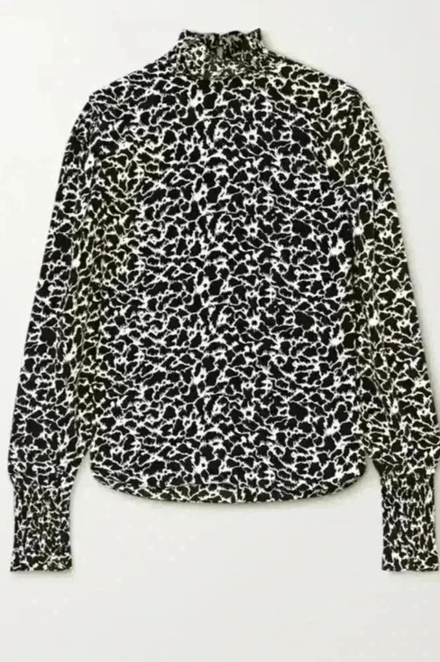 NWOT ISABEL MARANT Étoile Yoshi Ruffled Printed Crepe De Chine Blouse - Picture 2 of 7